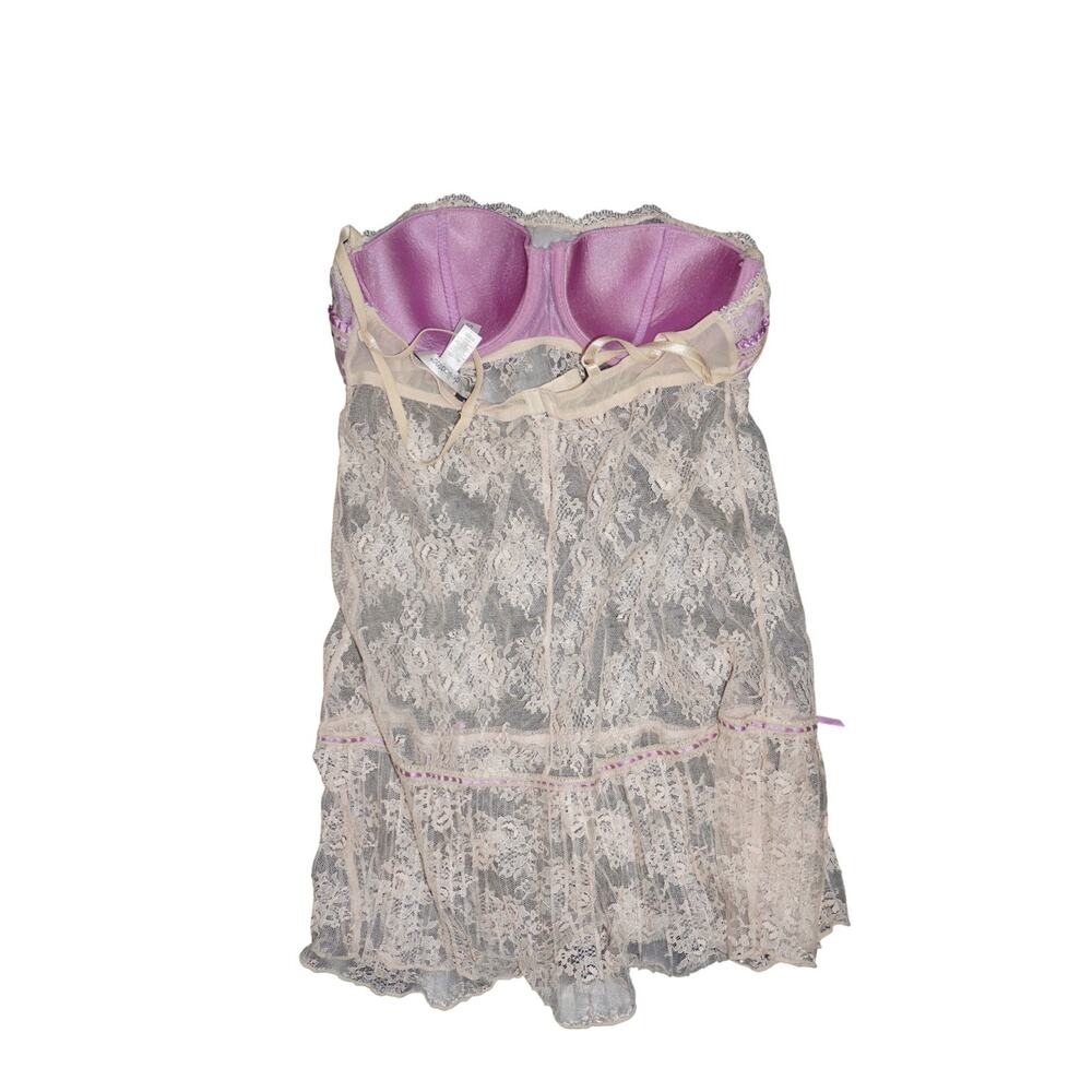 Delicates Lace Babydoll Chemise White Purple Coquette Fairycore Lingerie L - Picture 13 of 15